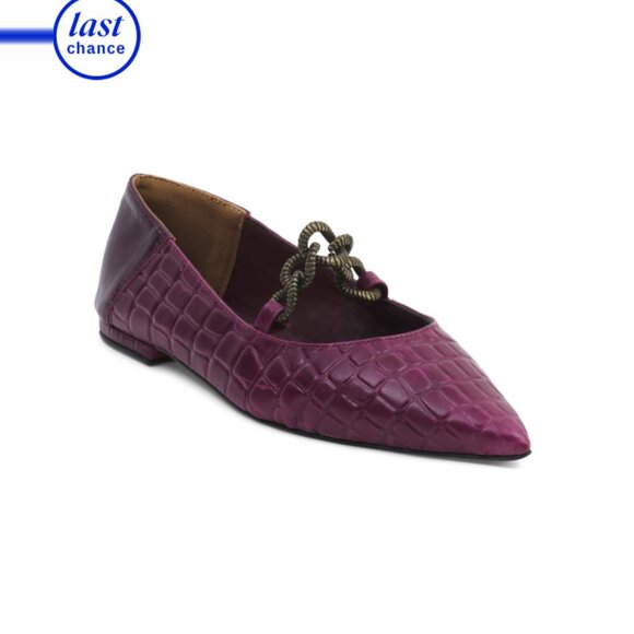 PAULA TORRES Purple Made In Brazil Leather Toronto Flats - Picture 1 of 2
